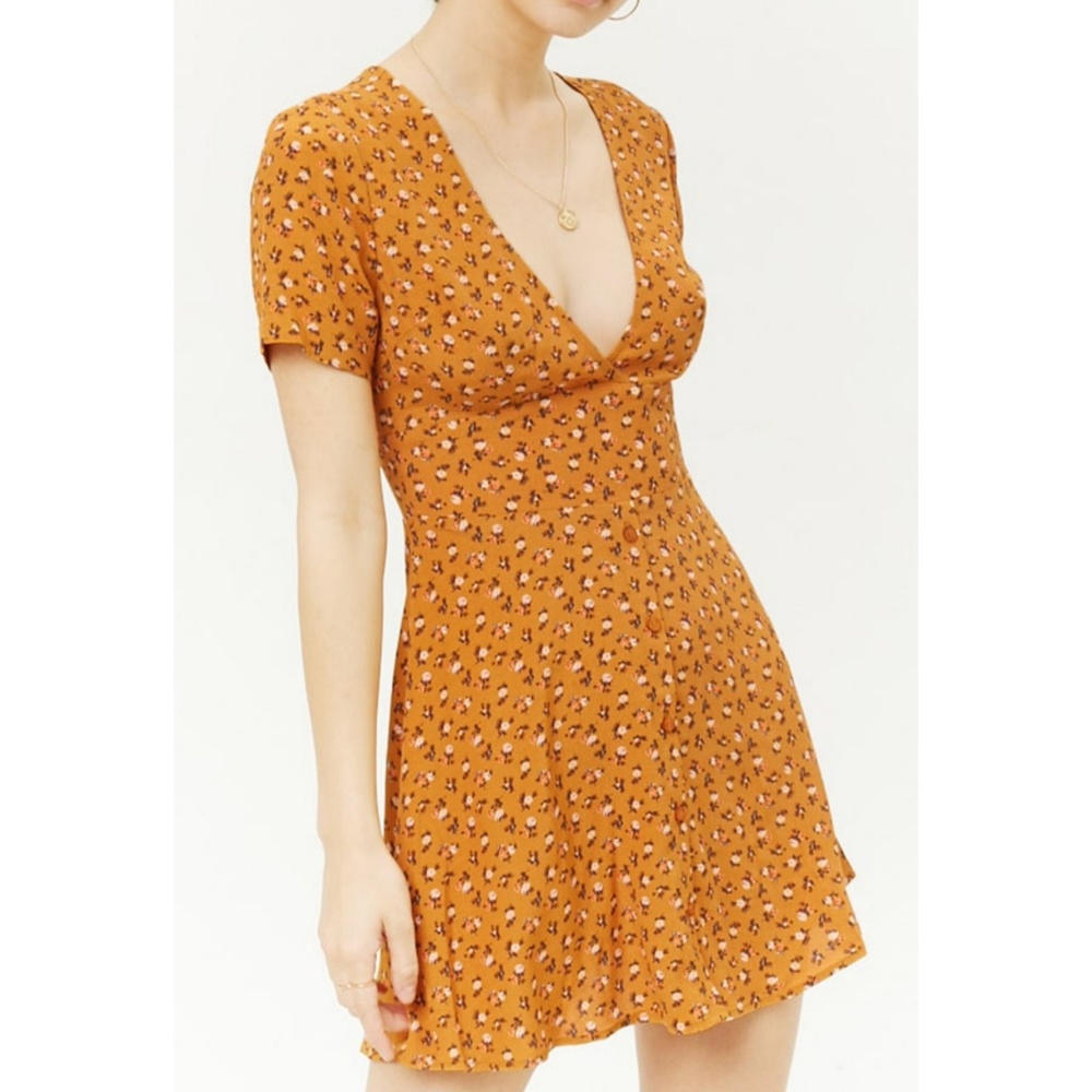 Forever 21 Mustard Flowy Woven Dress - Large - NWT